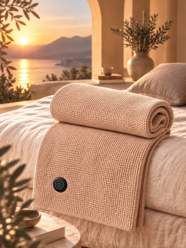 Détail de la cape chauffante keetsoon beige
